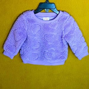 Cat & Jack Fuzzy Sweater with Hearts & Sparkles, Size 3-6 Months